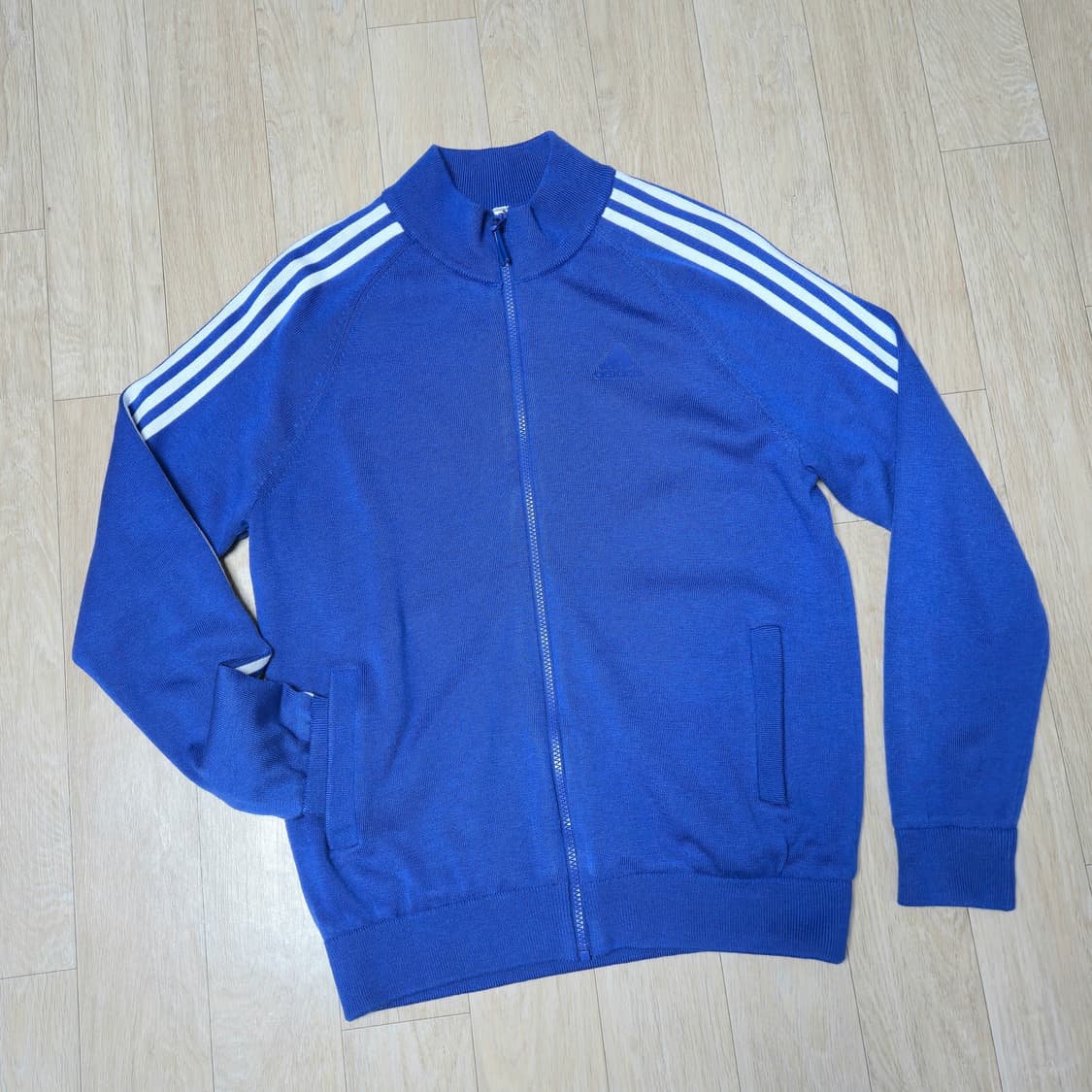 XL) 아디다스 골프 블루 삼선 니트 가디건 자켓 상품이미지5