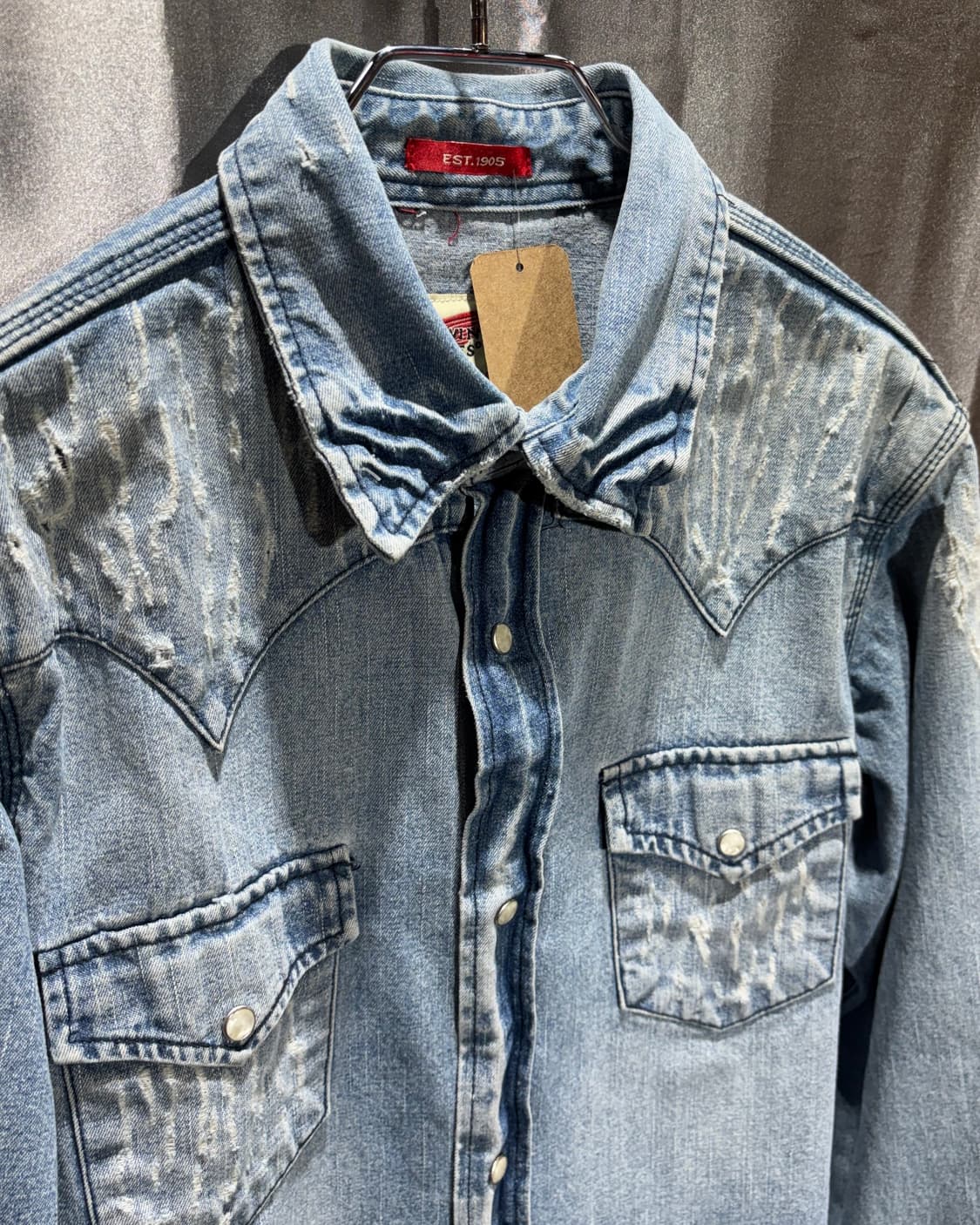 S RED Wing 레드윙 워싱 데미지 버튼 카라 데님 셔츠  상품이미지4