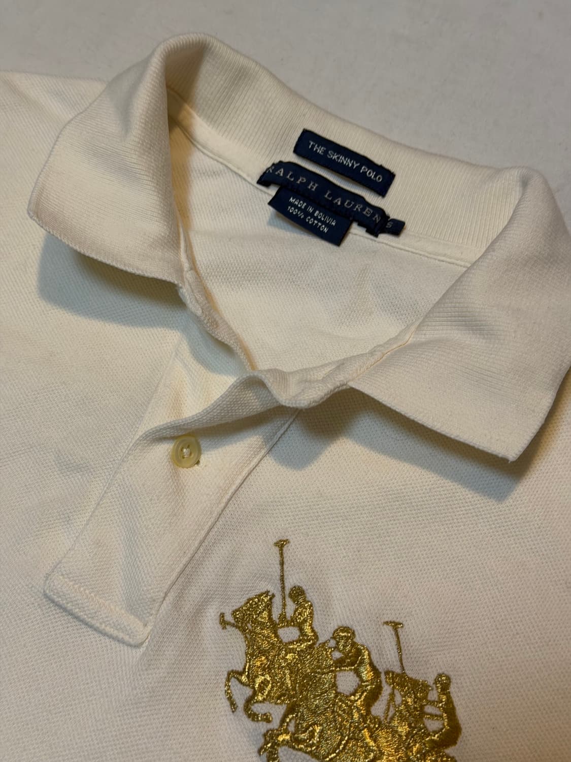폴로 랄프로렌 빅포니 딱붙핏 카라티 아이보리 골드 상품이미지2