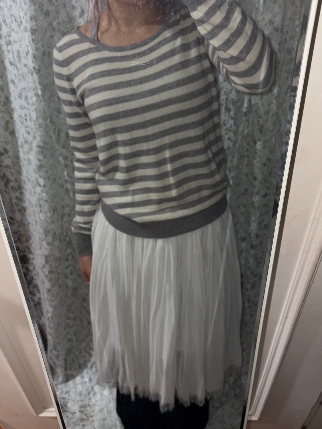 Back ribbon gray stripe knite 상품이미지8