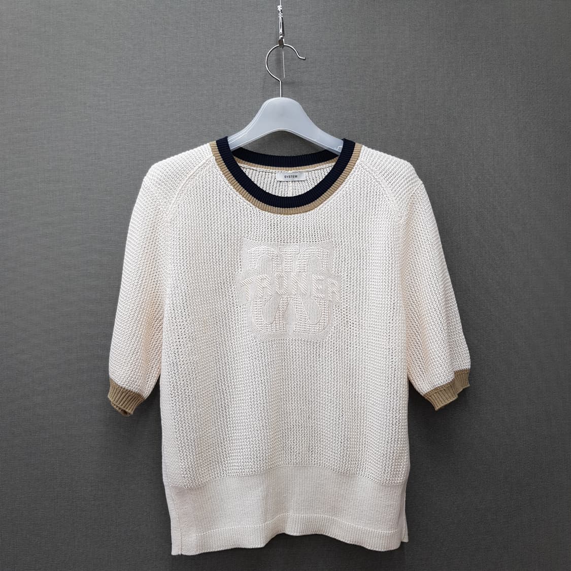 한섬 시스템 2023 컬러라인 레터링 패치 니트 90F사이즈 상품이미지3