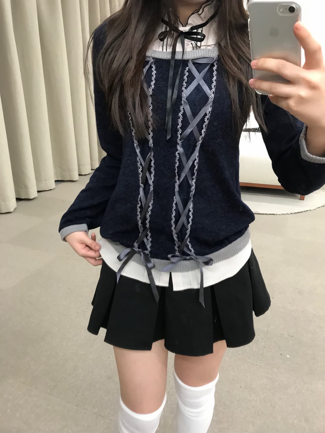 Axes-femme navy ribbon knit 상품이미지2