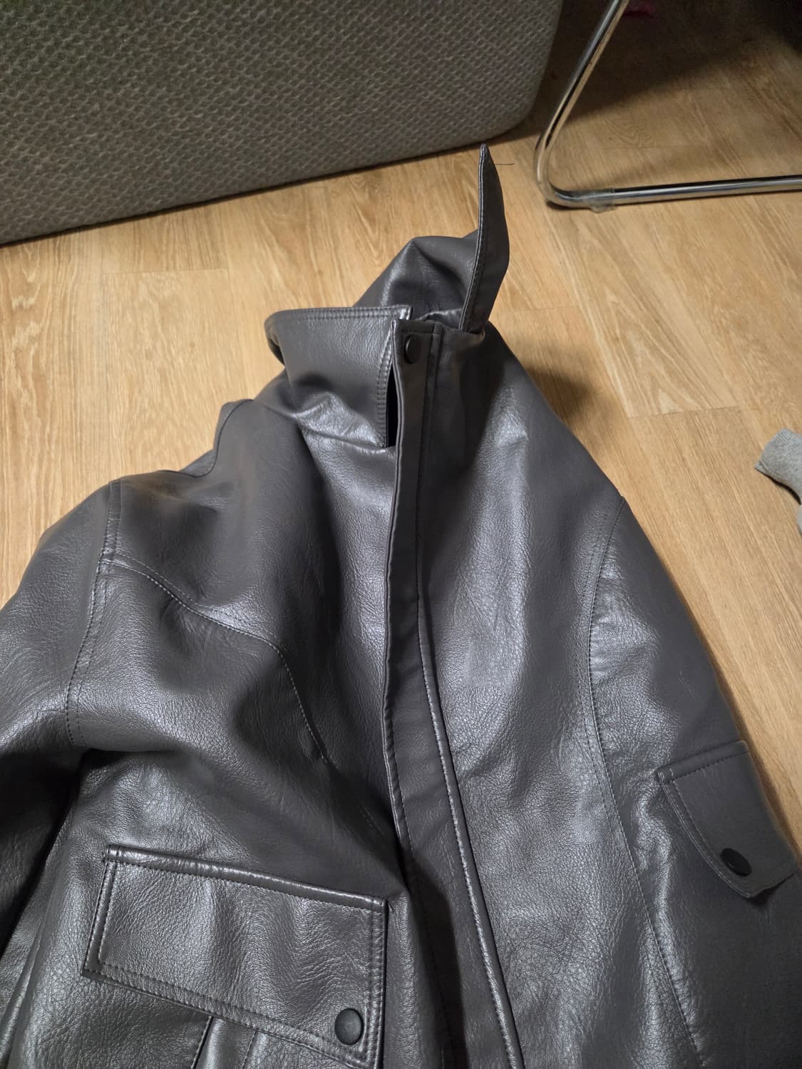 회색 가죽봄버자켓 105 상품이미지5