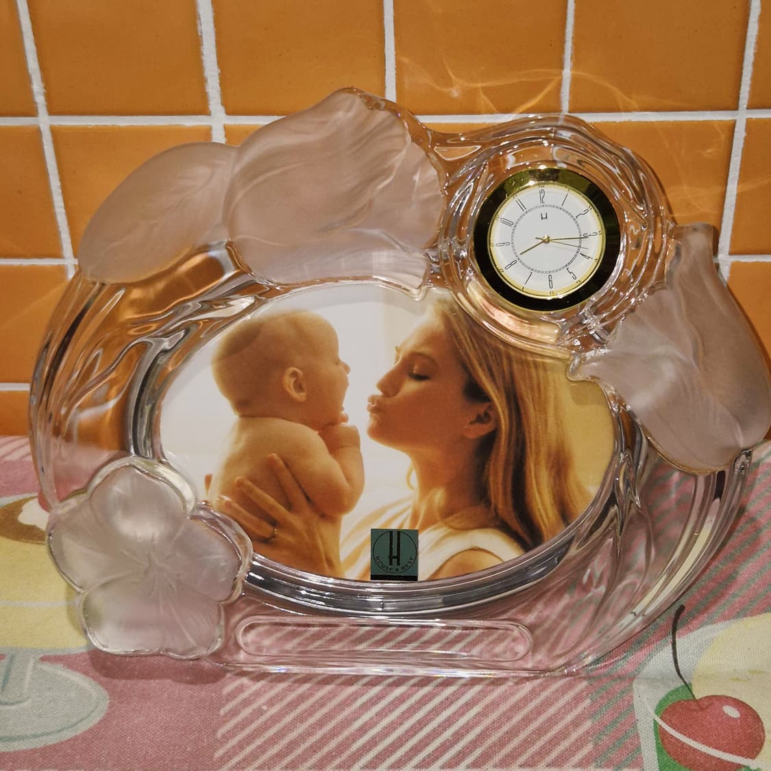 90s 호야 크리스탈 불투명 꽃잎 액자&시계 상품이미지9