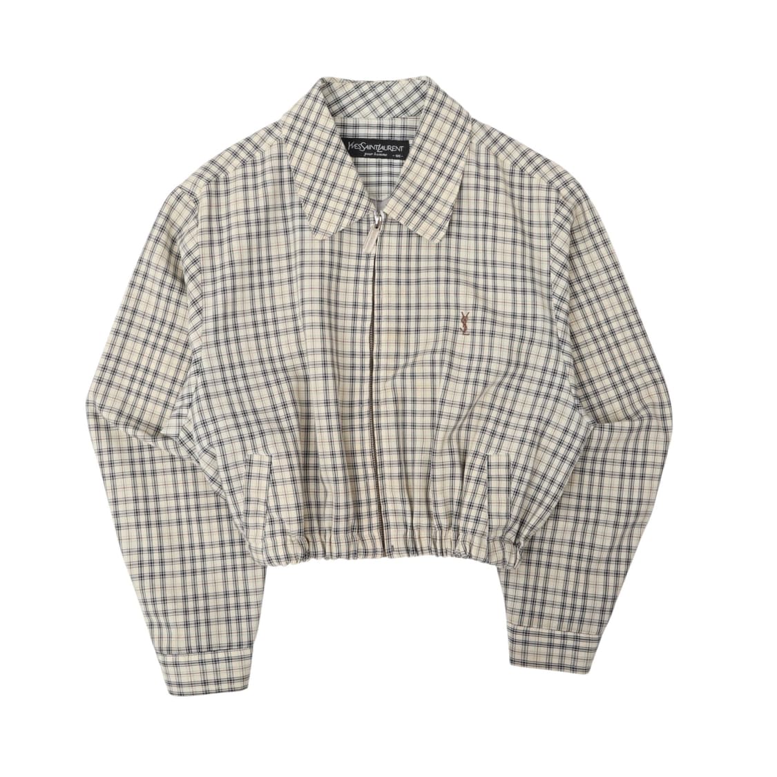 입생로랑 체크 크롭 블루종 자켓 상품이미지1