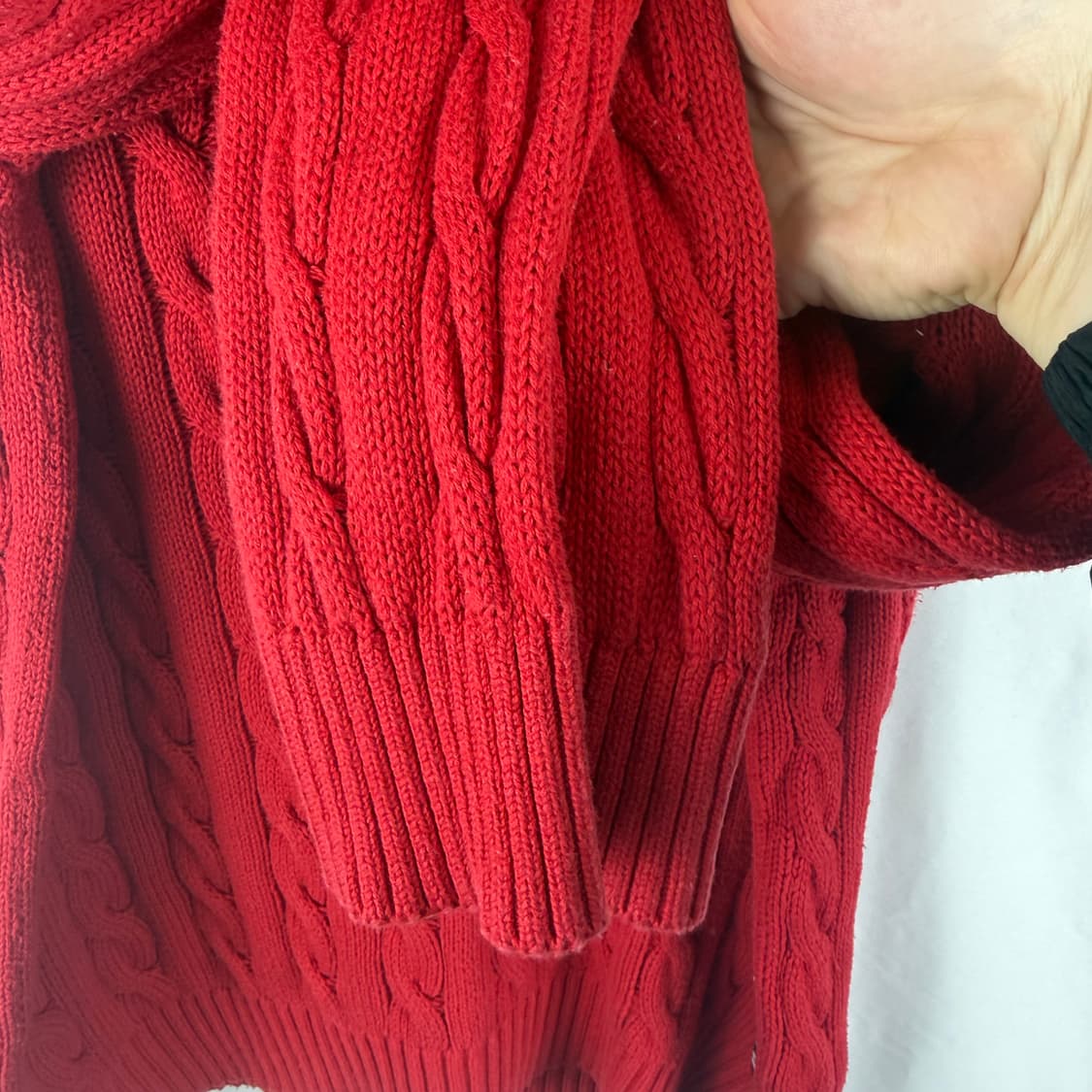 M) 노티카 케이블 꽈배기 니트 레드 상품이미지4