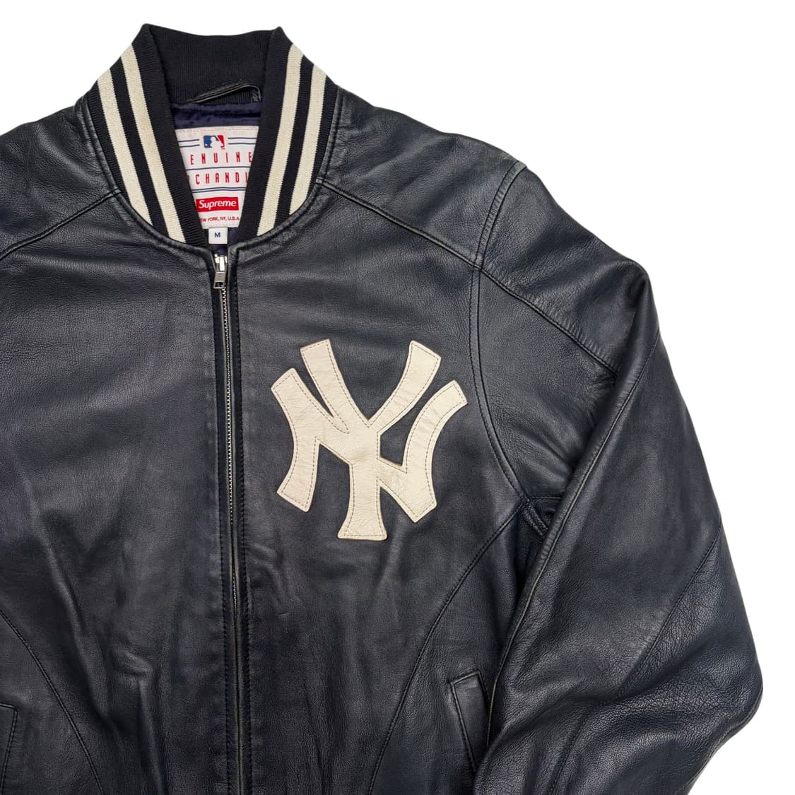 슈프림 X 뉴욕 양키스 네이비 레더 바시티 자켓 M 상품이미지5