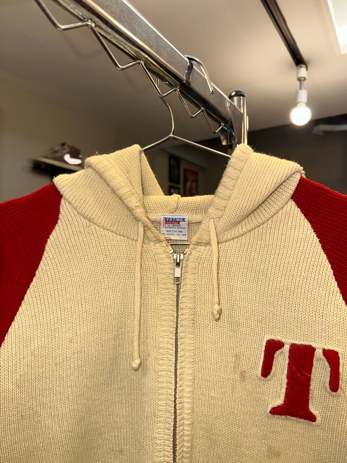 90’s Patina embroidery knit hood zip-up 상품이미지5