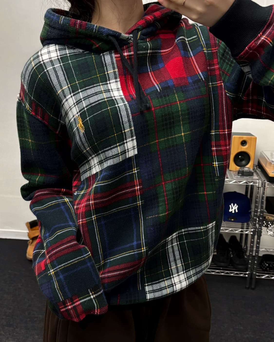 폴로 신형 마드라스 체크 후드티 상품이미지1