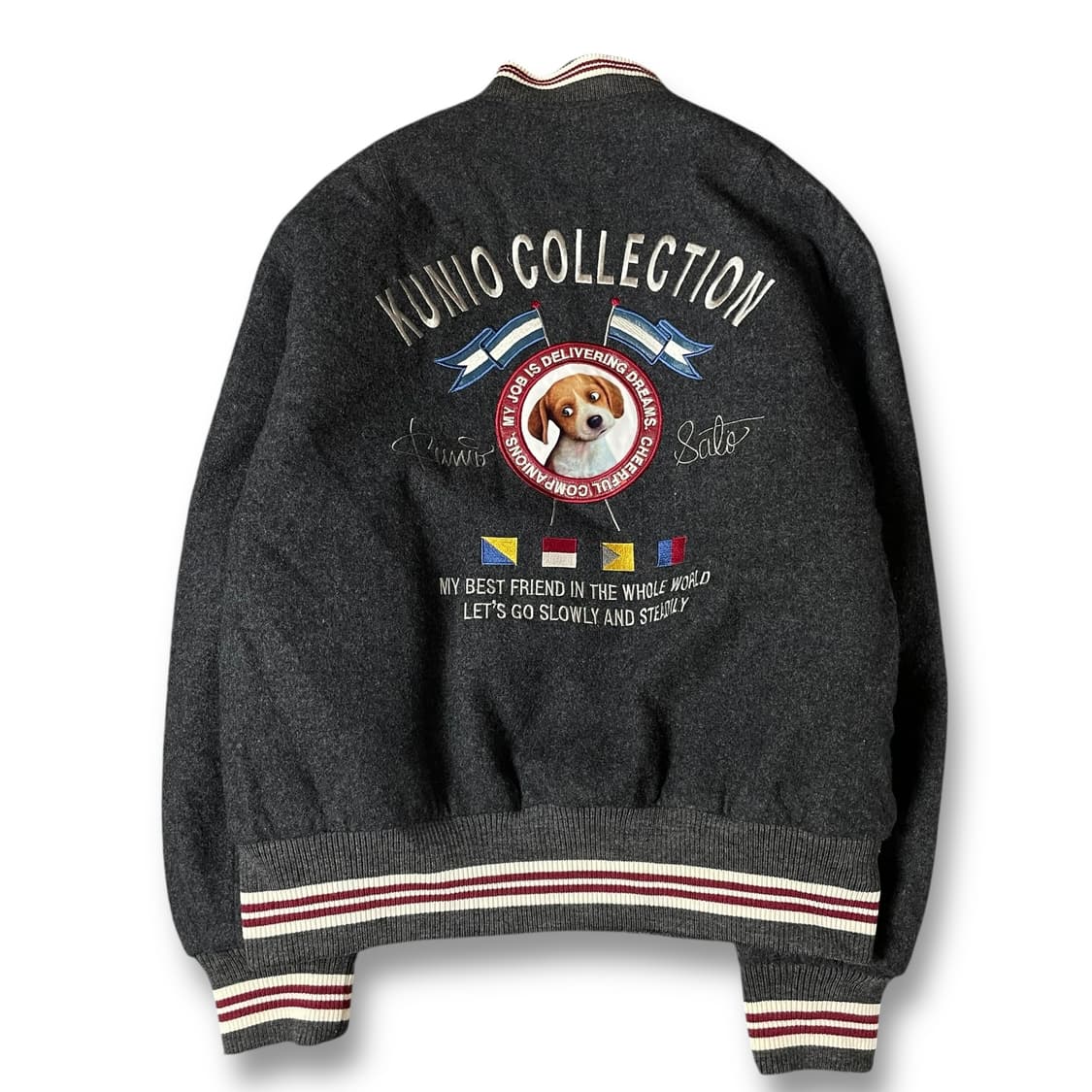 쿠니오 컬렉션 그레이 자수로고 블루종 울자켓 상품이미지2