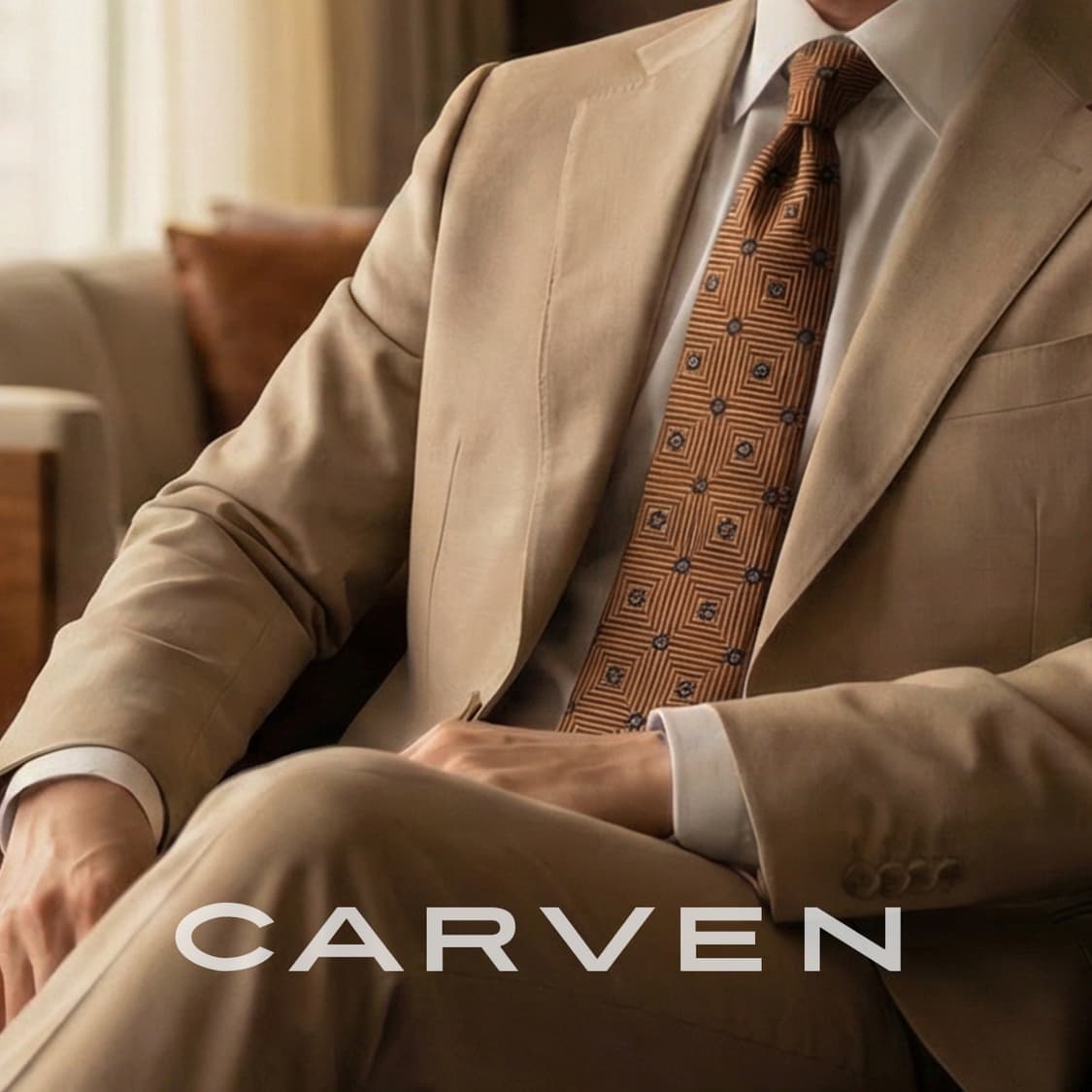 까르뱅 실크 브라운 기하 패턴 넥타이 9.5cm A+등급 A19327
 상품이미지1