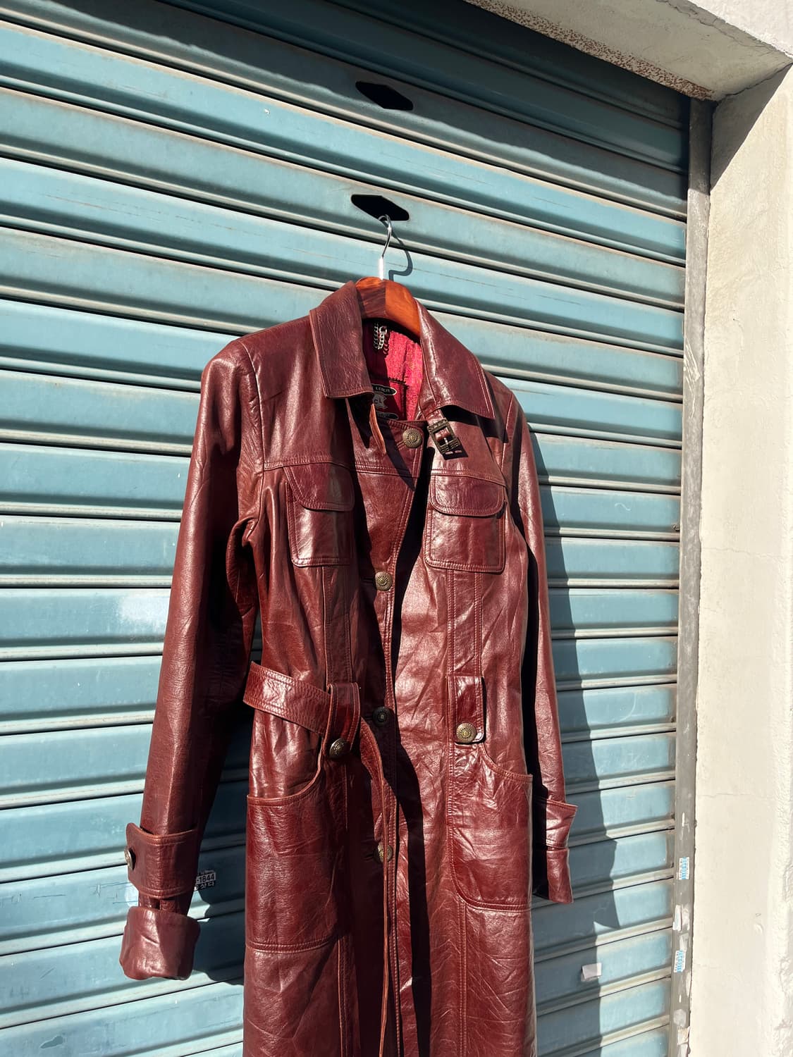 Vintage (maede in Italy) 리얼레더 레드컬러 코트  상품이미지2