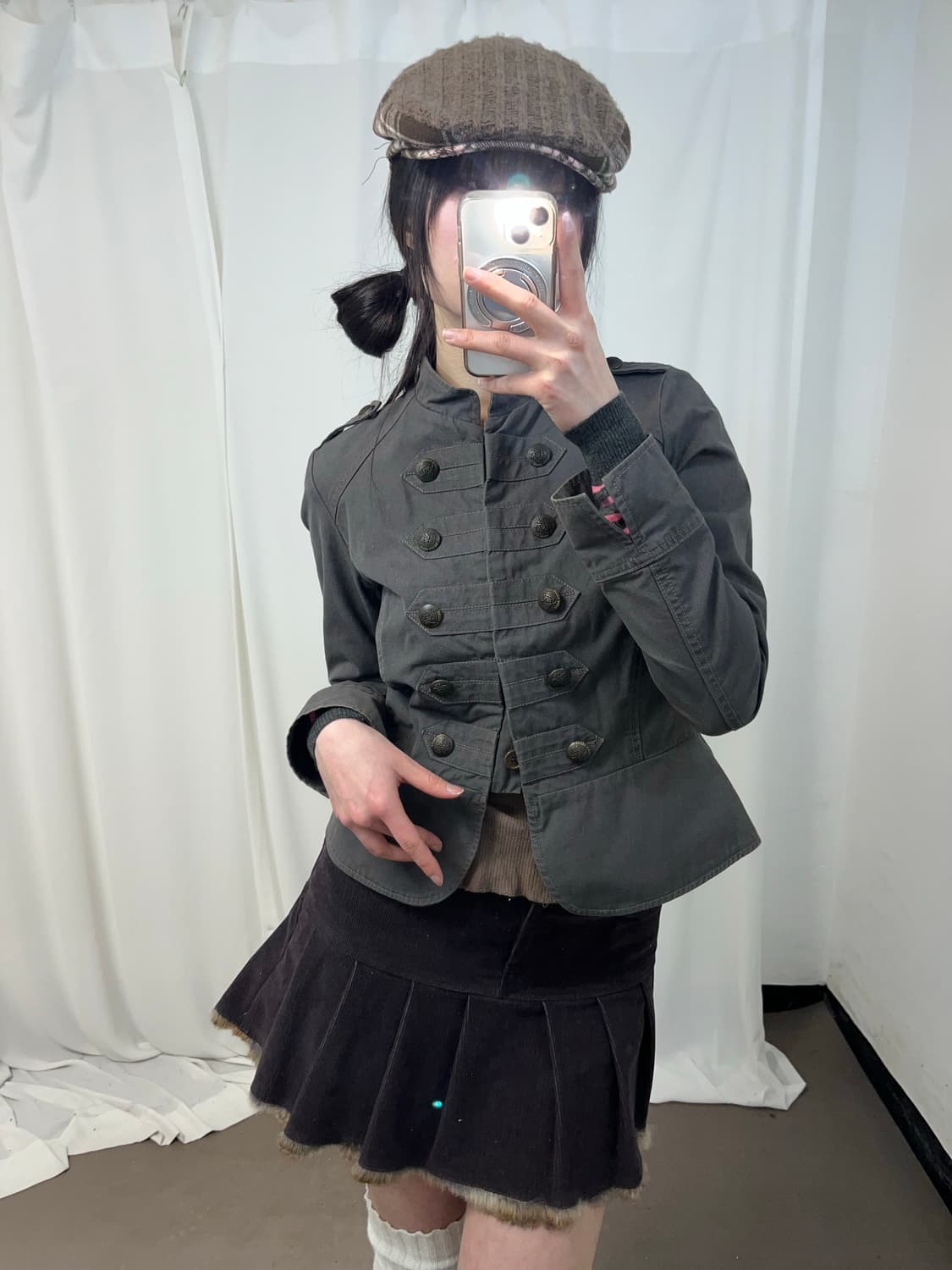 Betty boop 카키 그레이 나폴레옹 자켓 상품이미지3