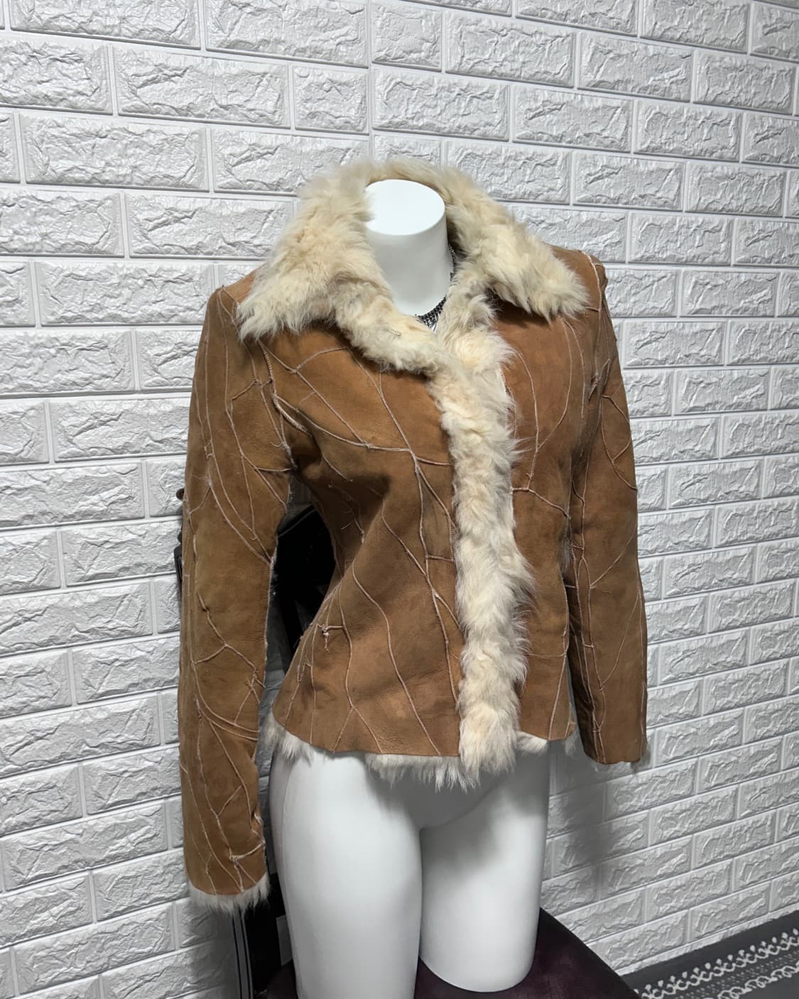 00’s 패치워크 시어링 퍼 자켓 상품이미지1