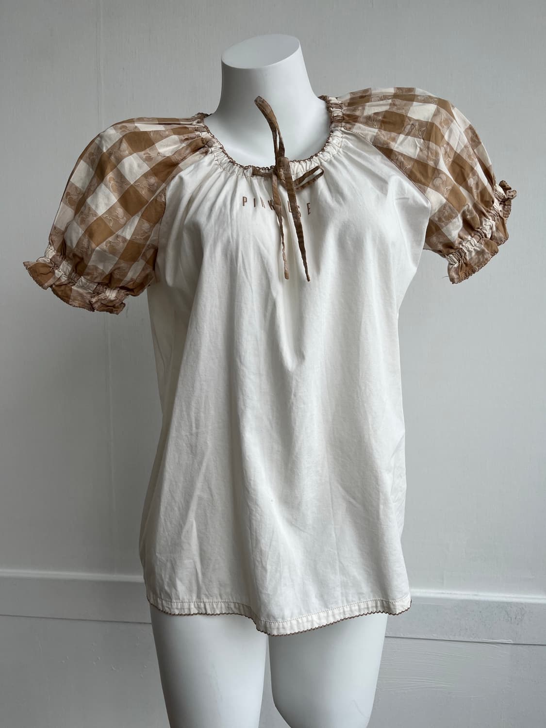 PINK HOUSE 브라운 체리 체크 블라우스 상품이미지1