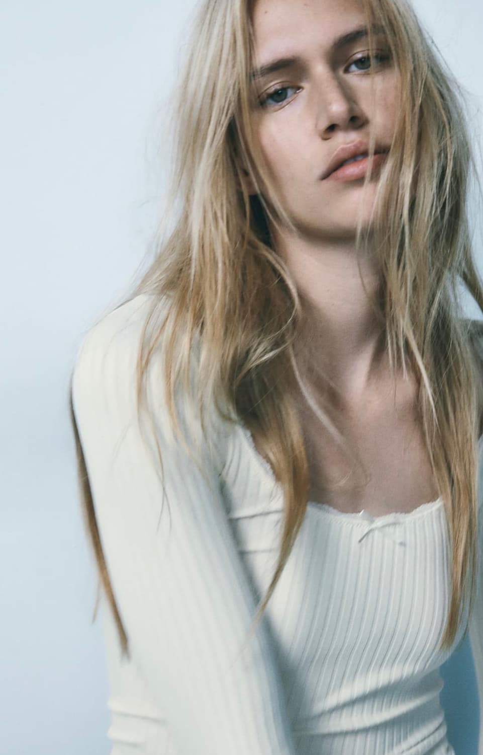 ZARA 자라 레이스 리본 심리스 티셔츠, 자라 레이스 티 셔츠 아이보리 상품이미지7