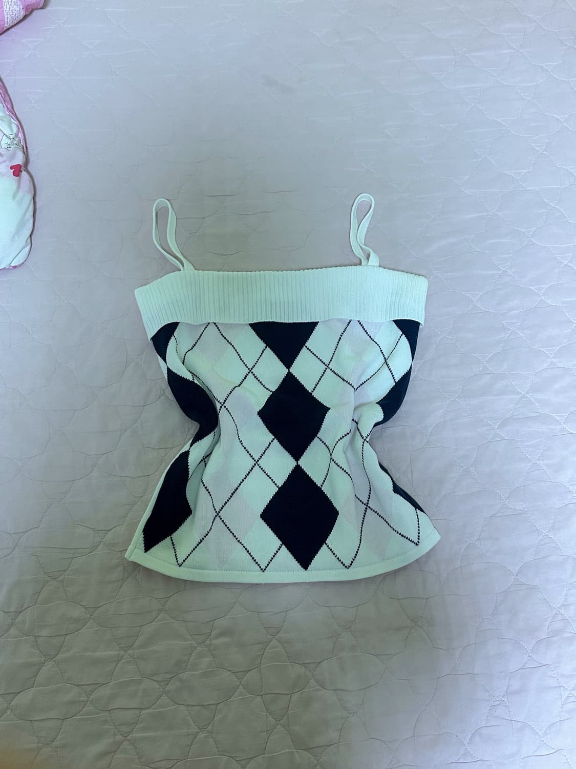 블랙핑크 아가일 니트 히메갸루 오네갸루 stc 달천깔 빈티지 로걀탑 상품이미지2