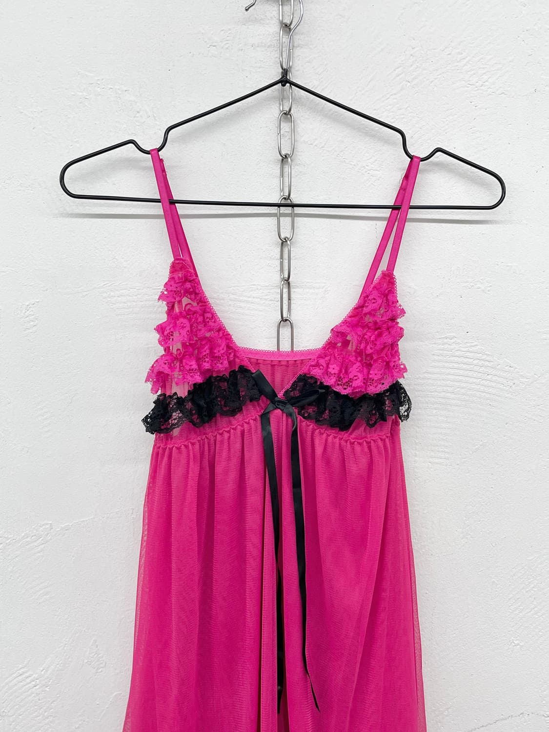 갸루 핫핑크 레이스 슬립 상품이미지5