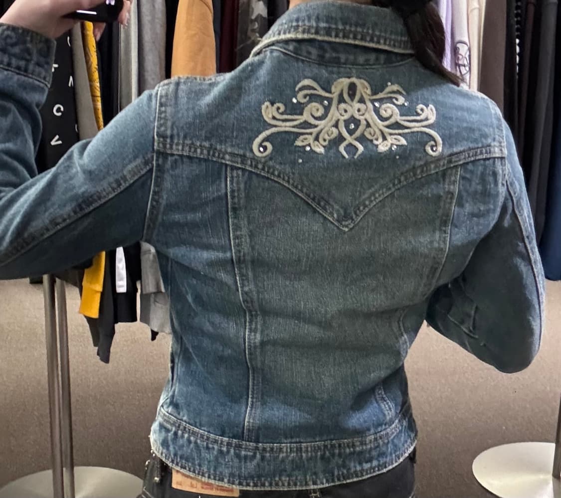 M)Japanese vintage 문양 자수 여성 데님자켓 상품이미지3