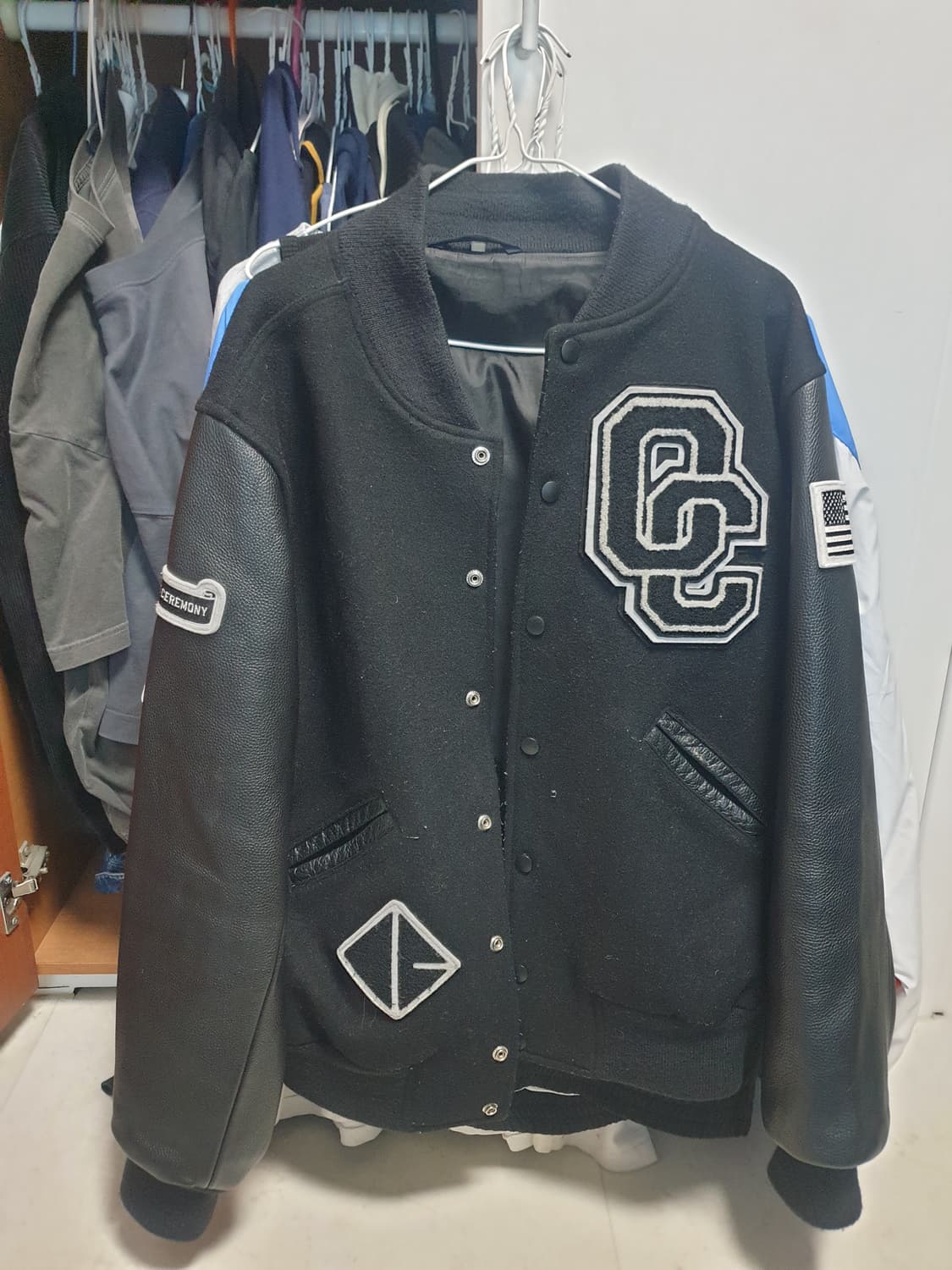 오프닝 세레모니 블랙 바시티 가죽 자켓 정품 L 쿨거시 4만 상품이미지2