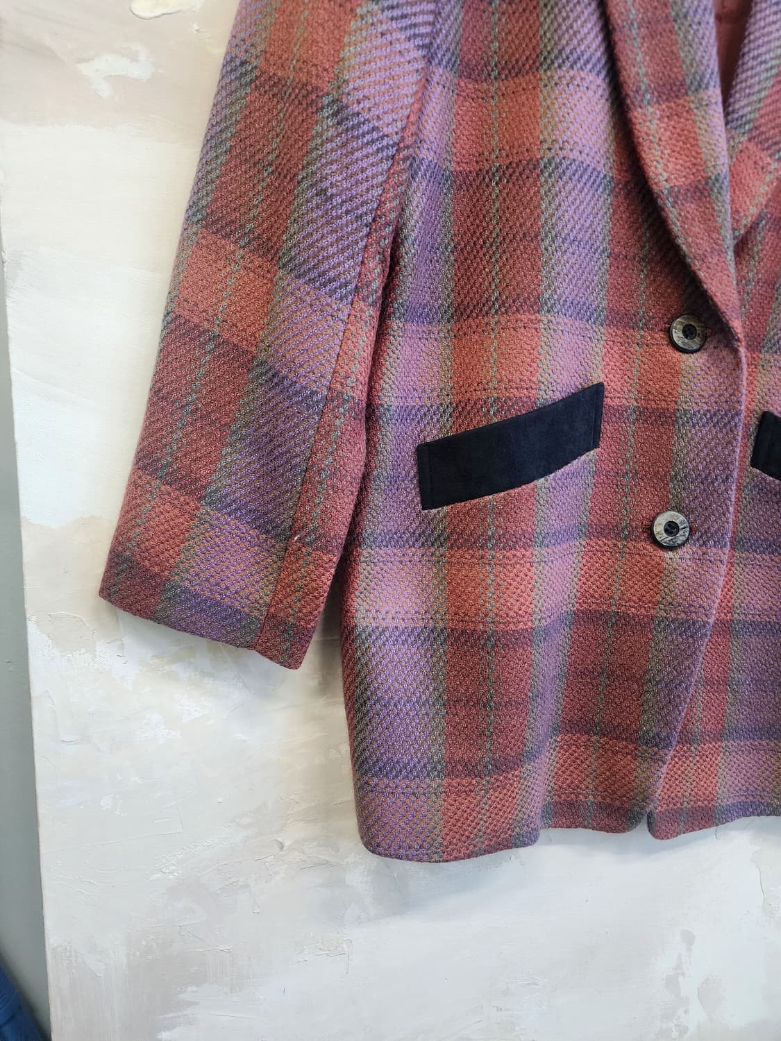 일본빈티지 울 체크 자켓 상품이미지3