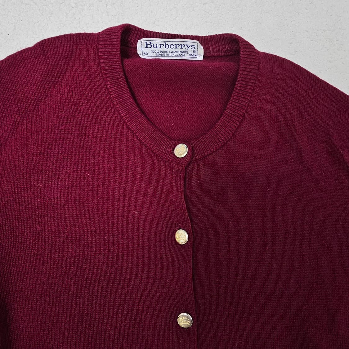 40 버버리 빈티지 램스울 금장 가디건 상품이미지2