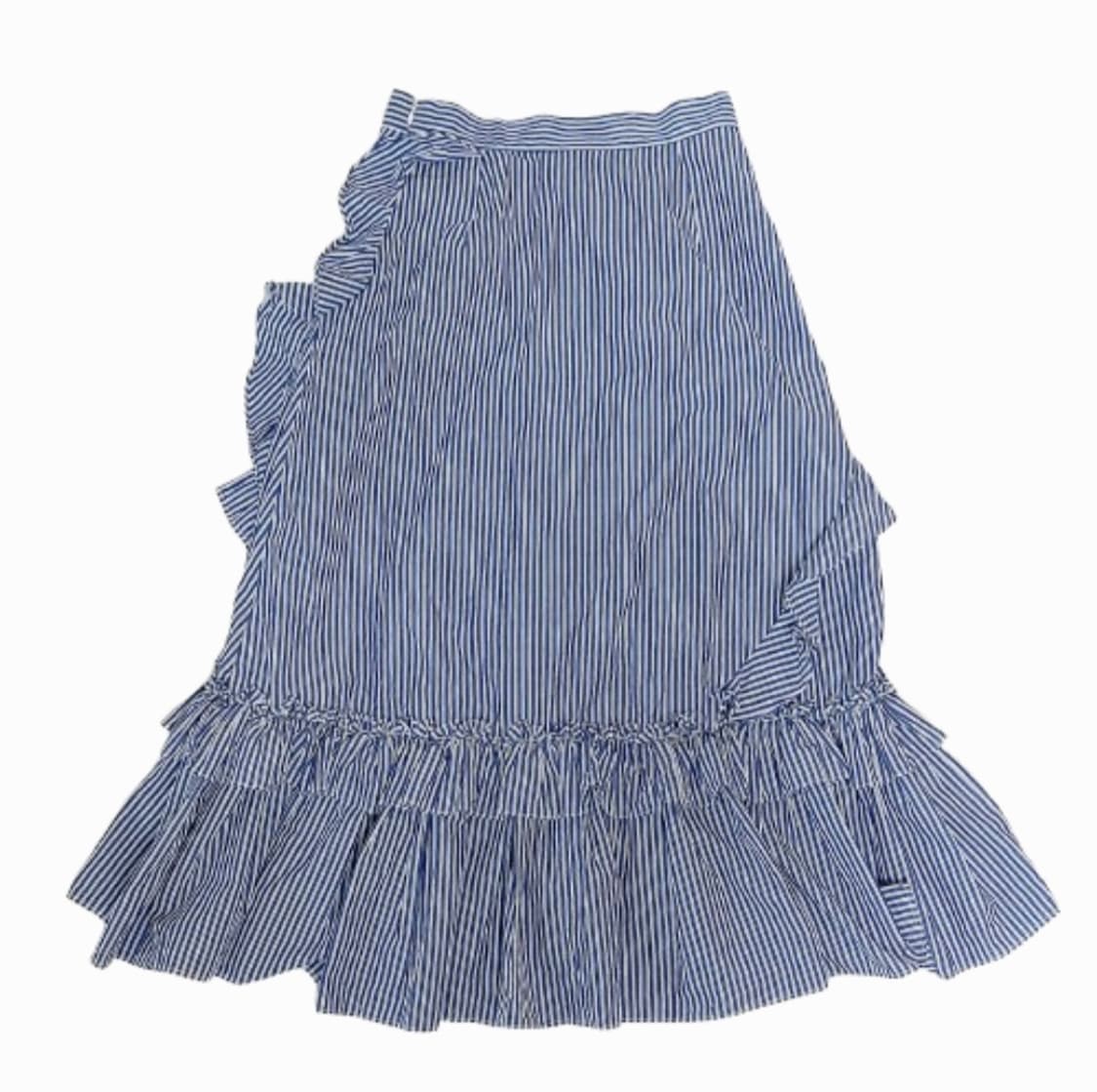 모리걸 블루 스트라이프 프릴 미디~롱스커트 상품이미지2