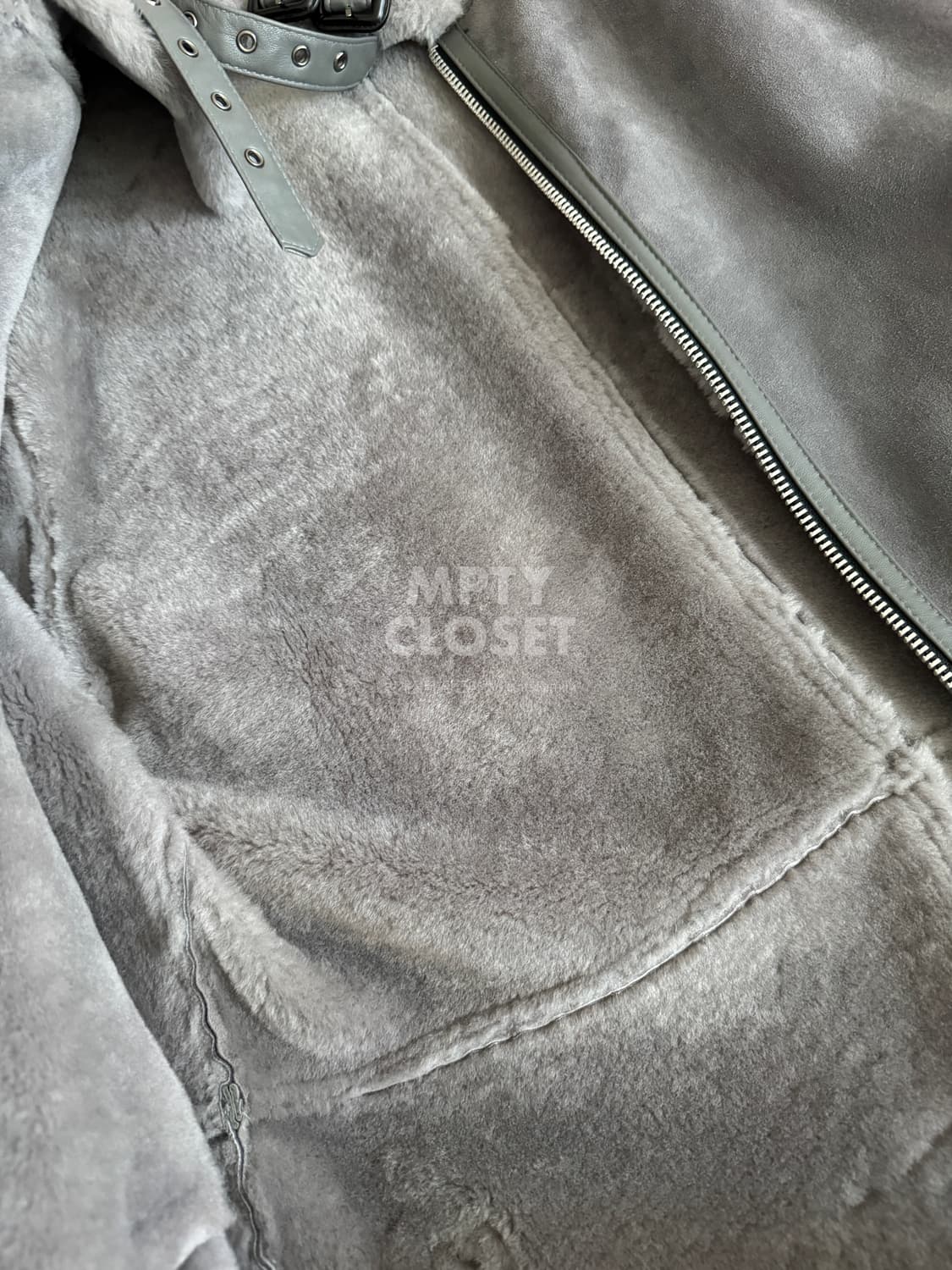 itleather 맞춤주문 에비에이터 무스탕 시어링 자켓 그레이 상품이미지9