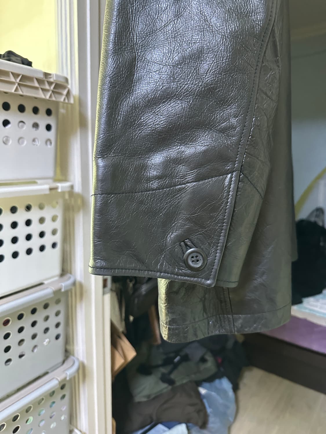 [XL] 올드갭 레더 카코트 블랙 상품이미지5