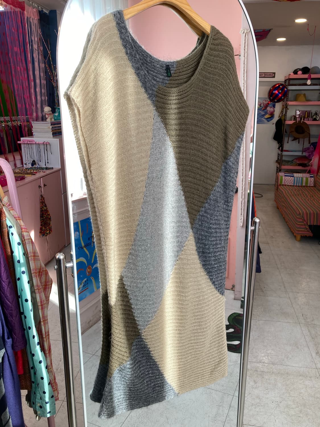 베네통 Benetton 패턴 니트 울 원피스 상품이미지1