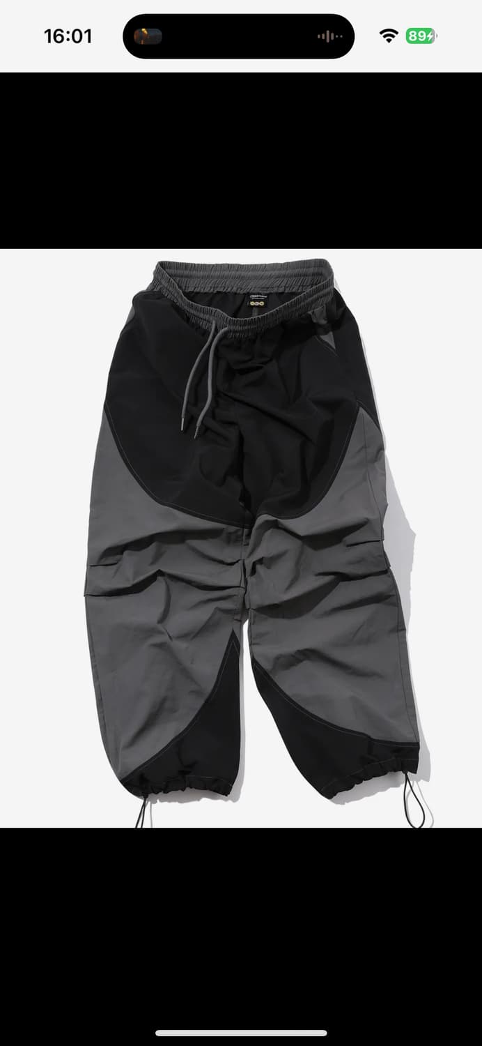 꼼파뇨 라운드 절개 다트 나일론 팬츠 블랙 상품이미지1