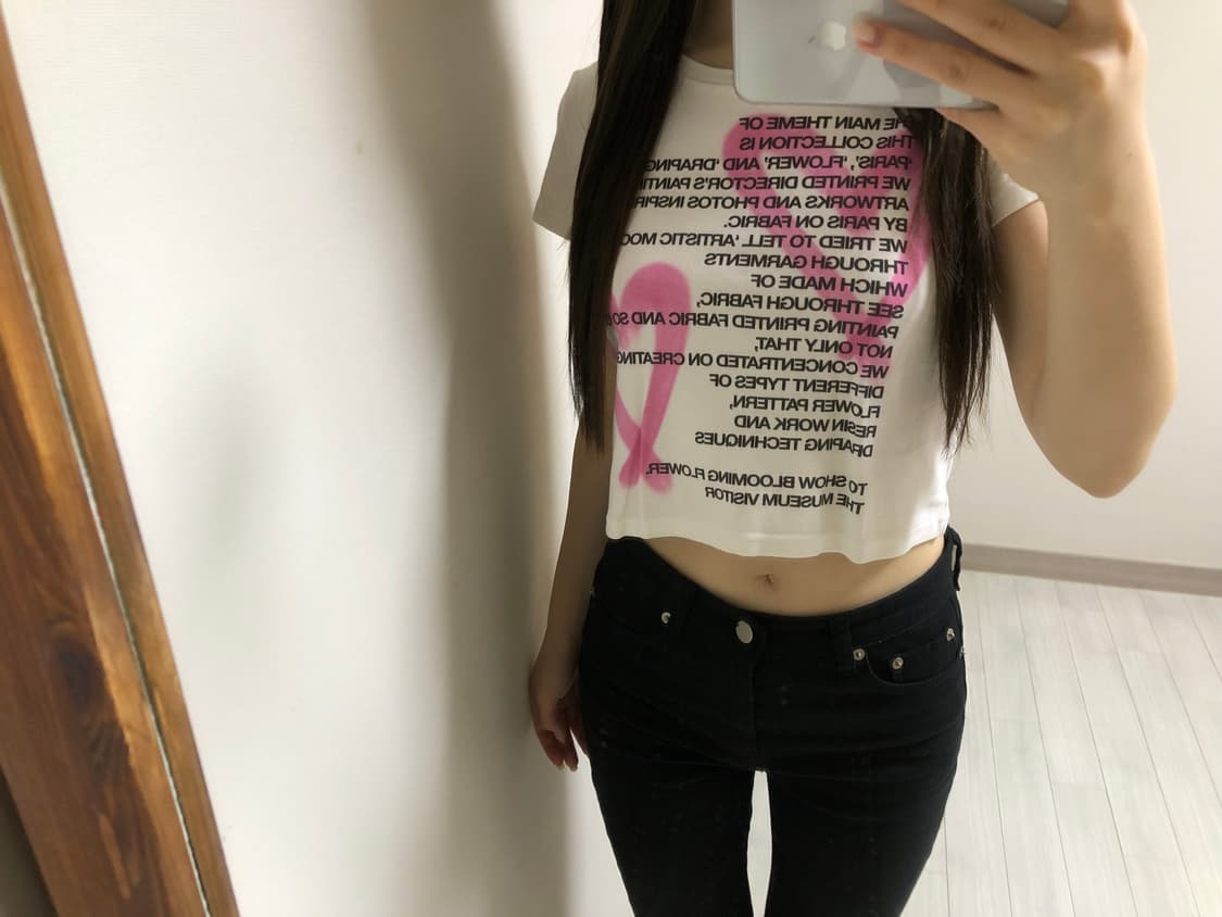 CROP HEART PRINTED T-SHIRTS 상품이미지2