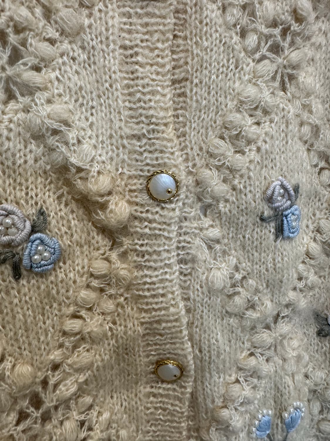 빈티지 핸드메이드 플라워자수 비즈 가디건 상품이미지6
