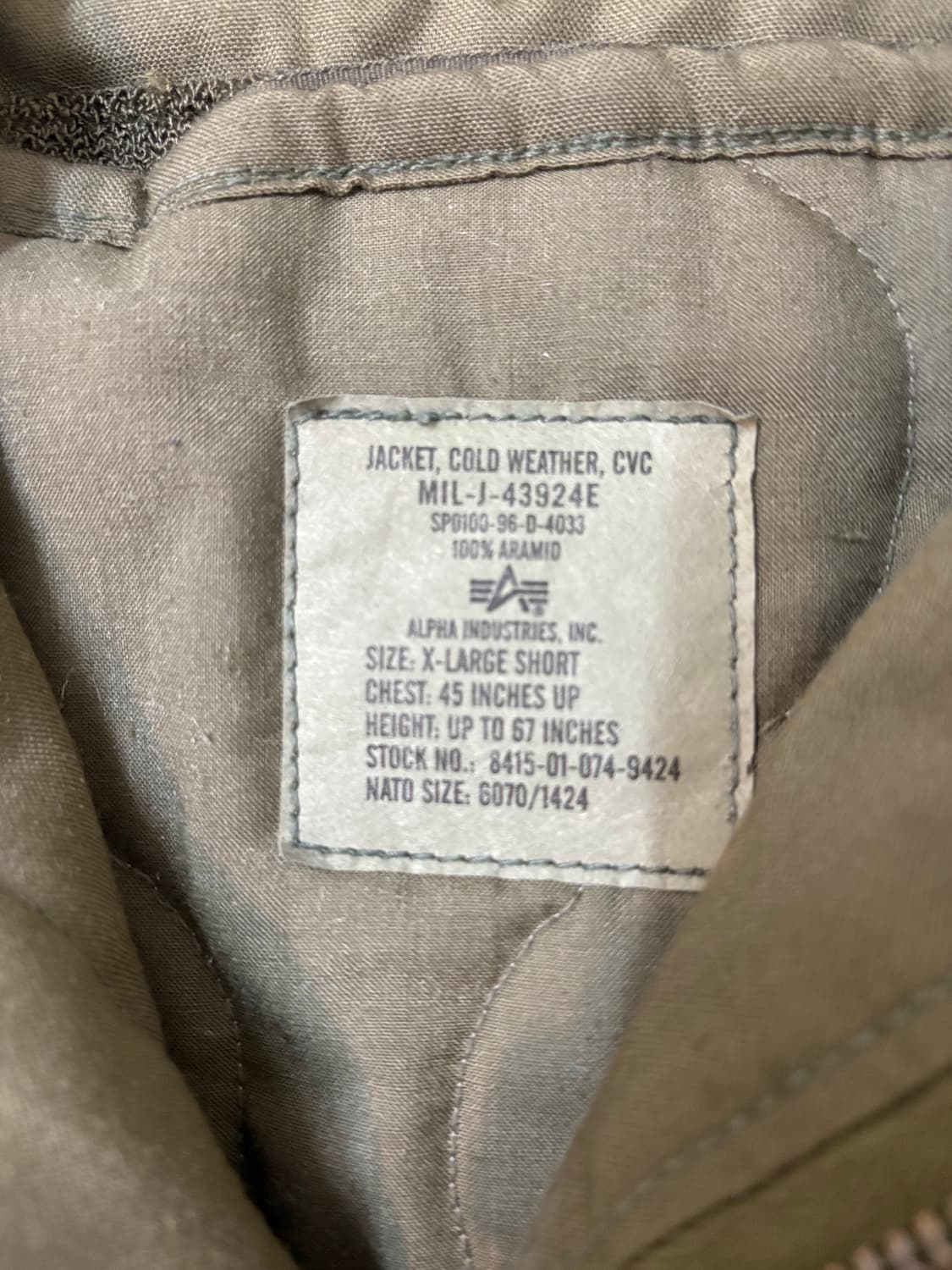 90's U.S Army CVC Tanker Jacket. 상품이미지5