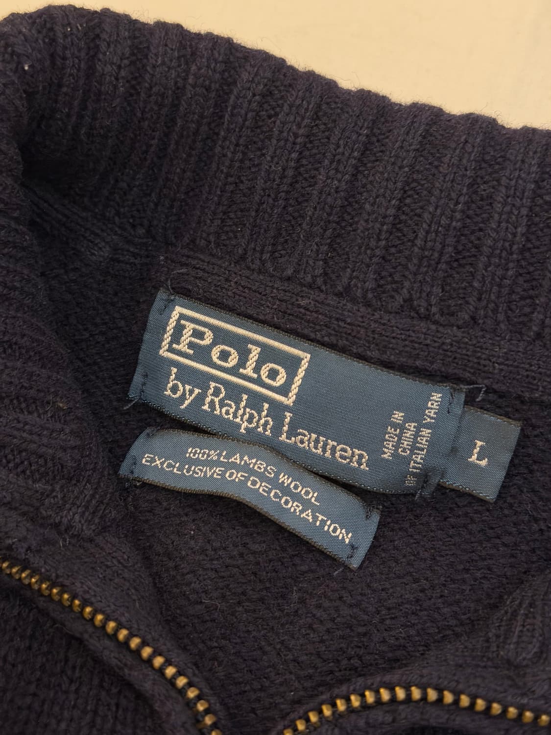폴로 빅포니 치프키프 램스울 투웨이 니트집업 네이비 상품이미지5