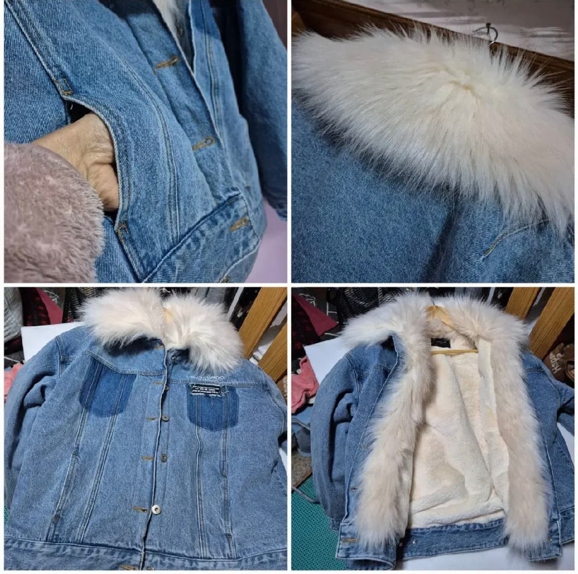 s급 잠뱅이 오리지널 밍크 라쿤 청 패딩 자켓 M 상품이미지3