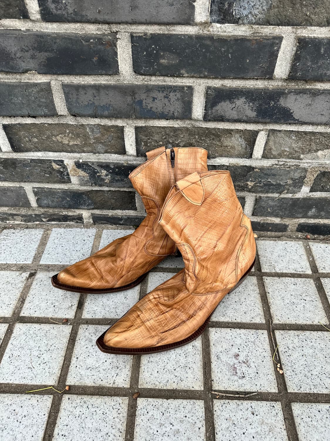 이태리 탄 크록 웨스턴 부츠 상품이미지3