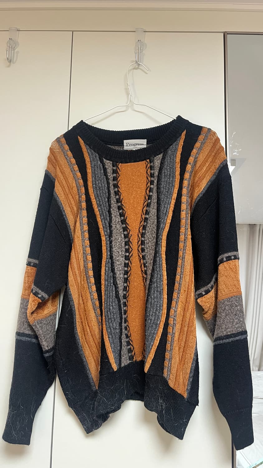 빈티지 블랙 오렌지 니트 상품이미지1