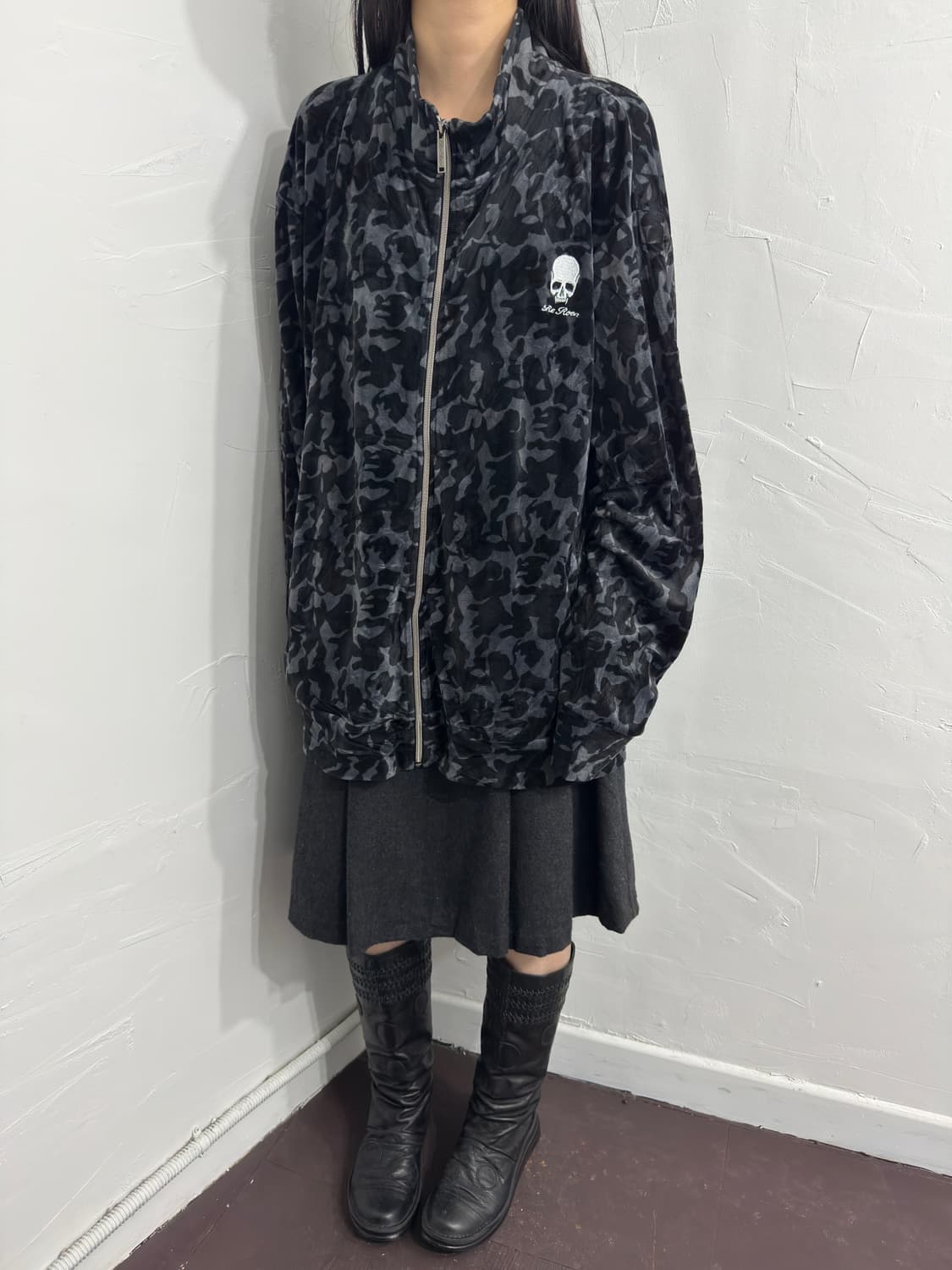 re:roen skull velvet twoway zipup 상품이미지3