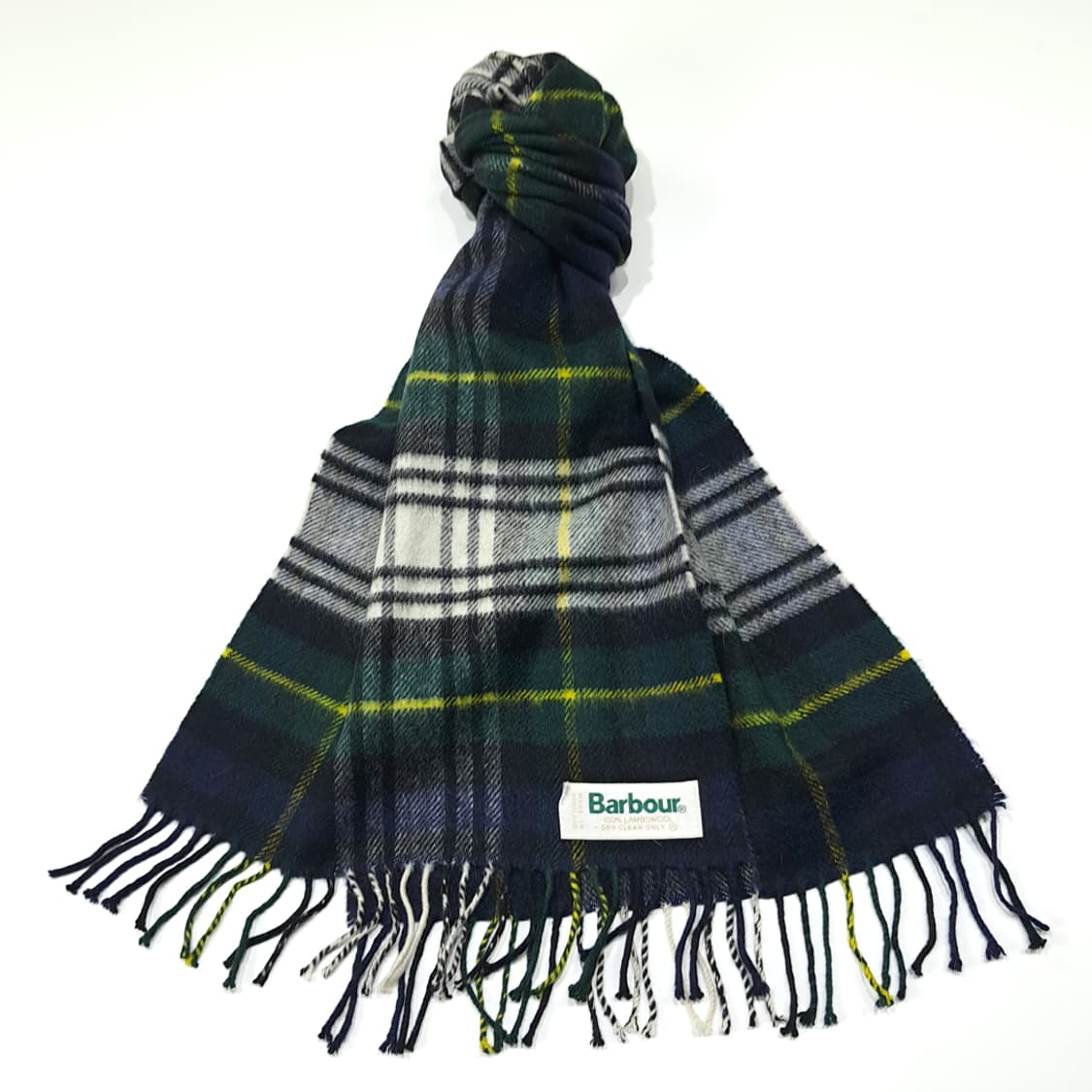 MX619 바버 90s 스코틀랜드판 램스울 타탄체크 네이비 머플러 목도 상품이미지2