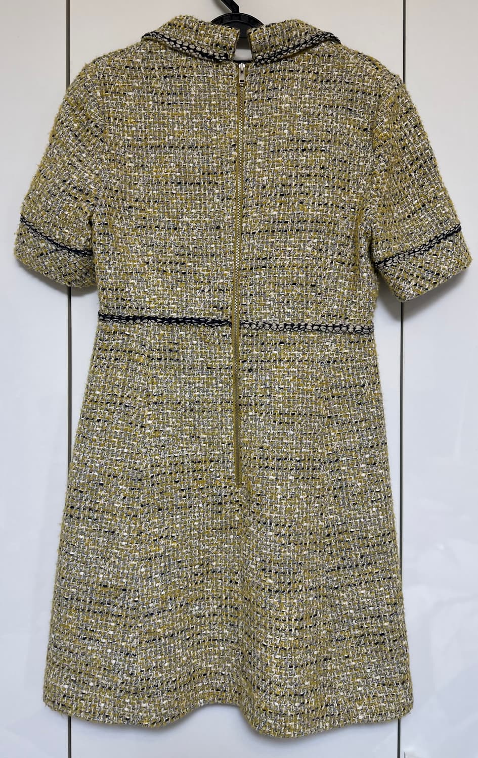 시슬리 트위드 반팔 원피스 옐로우 상품이미지5