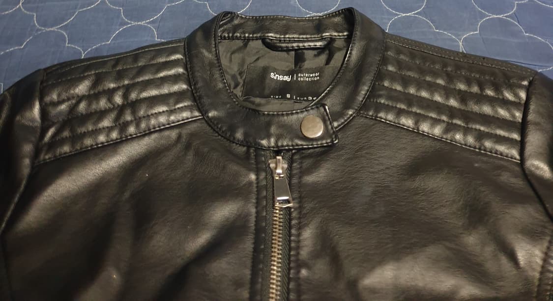 SINSAY 레이디스 크롭 딱붙핏 라이더 가죽자켓 블랙 (S) 상품이미지2