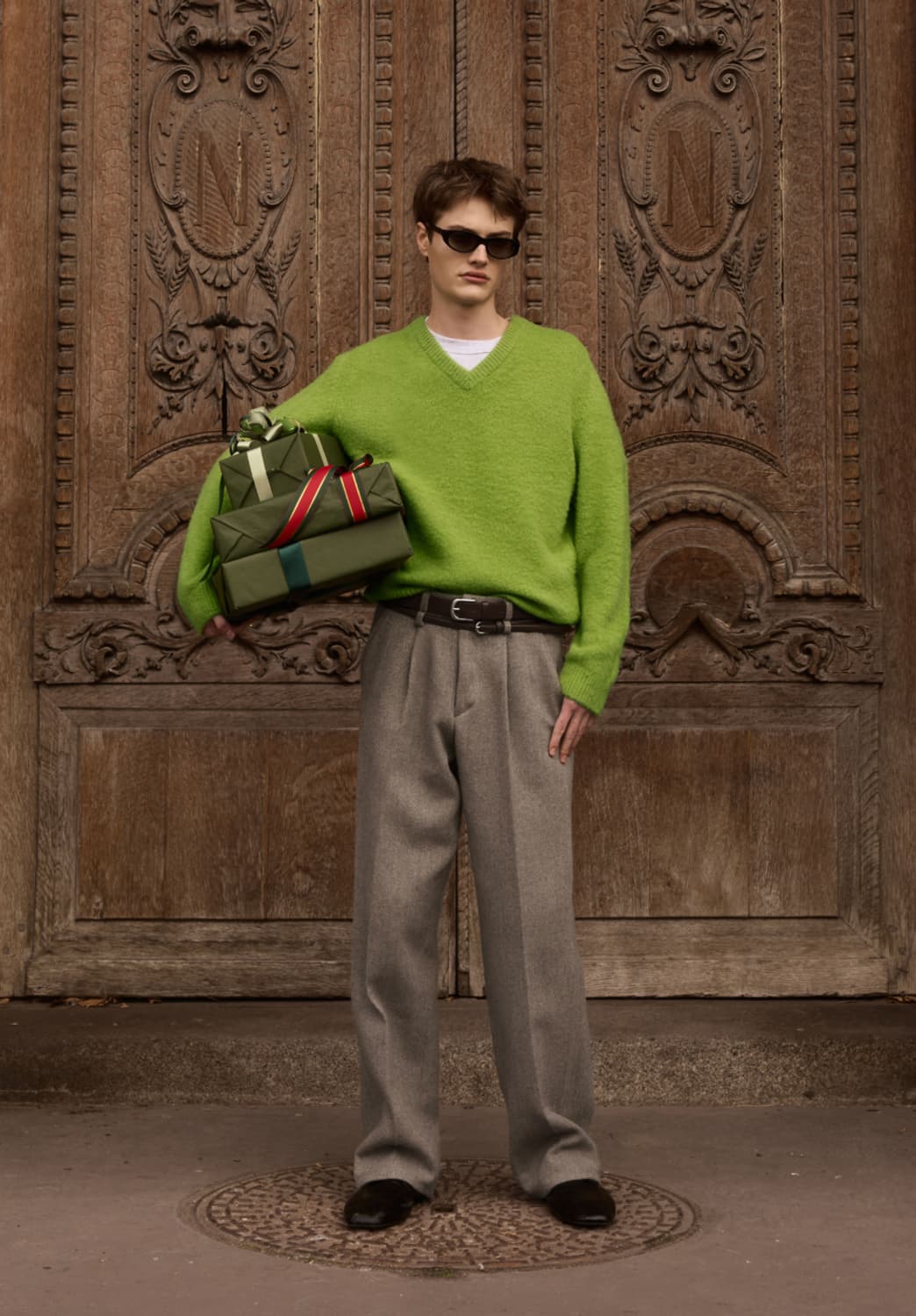 (S) stu 크리즈 더블벨트 슬랙스 베이지 상품이미지1