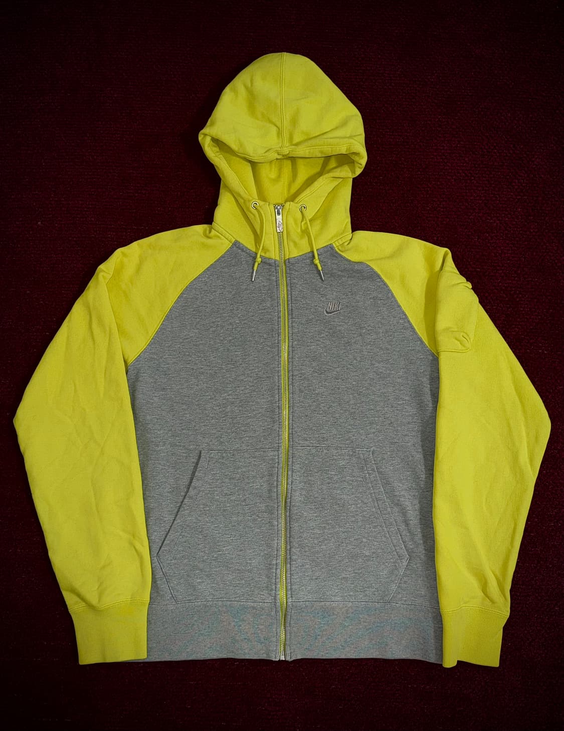 나이키 올드스쿨 레글런 코튼 후드집업 그레이/옐로우 100 상품이미지1