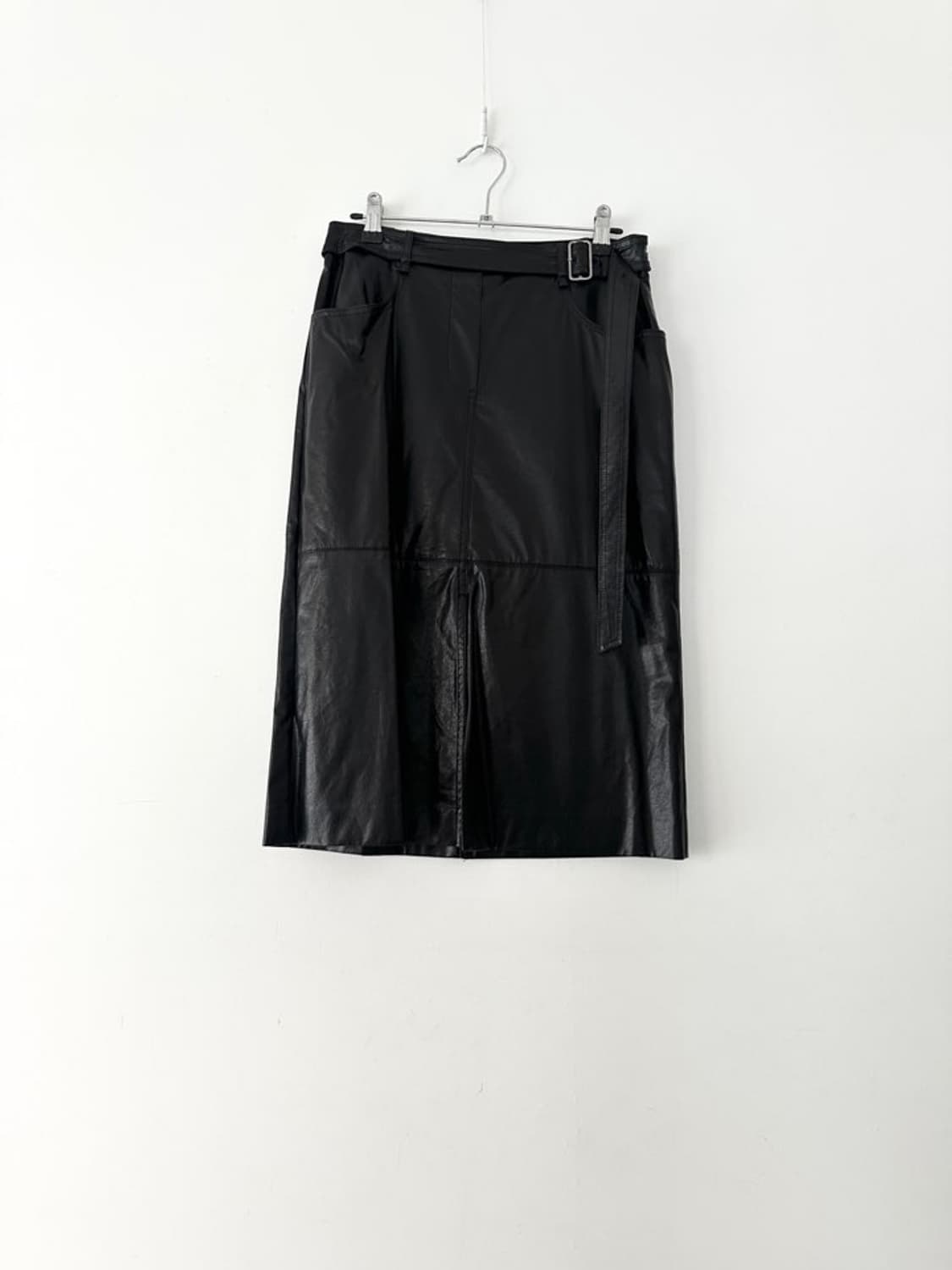SISLEY Leather belt skirt 상품이미지4