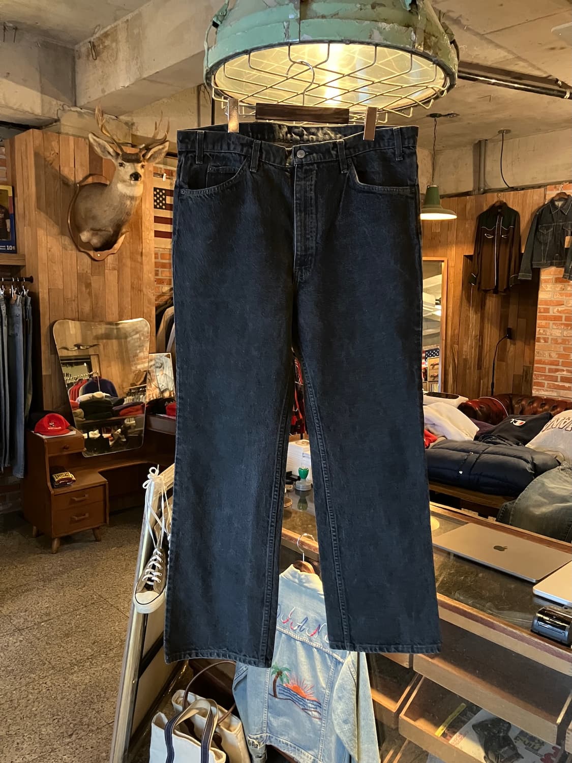 90s USA 빈티지 리바이스 517 부츠컷 블랙 데님 팬츠 상품이미지1