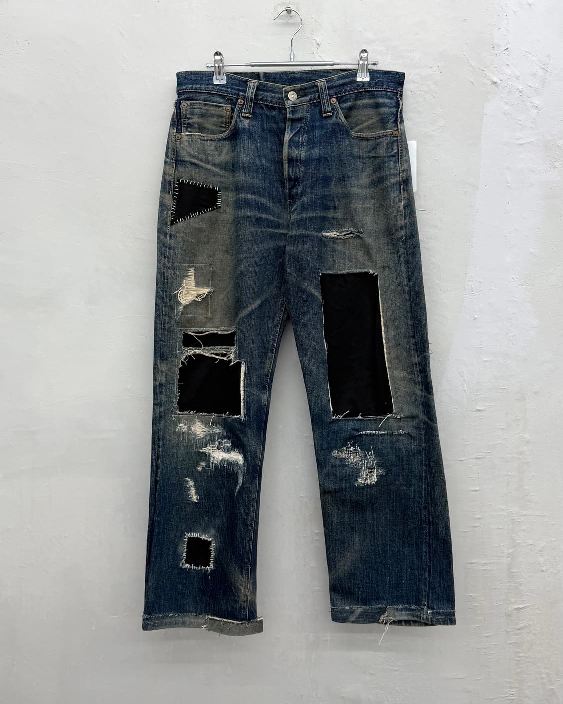 슈가케인 리빌드 패치워크 인디고 데님 팬츠 상품이미지1