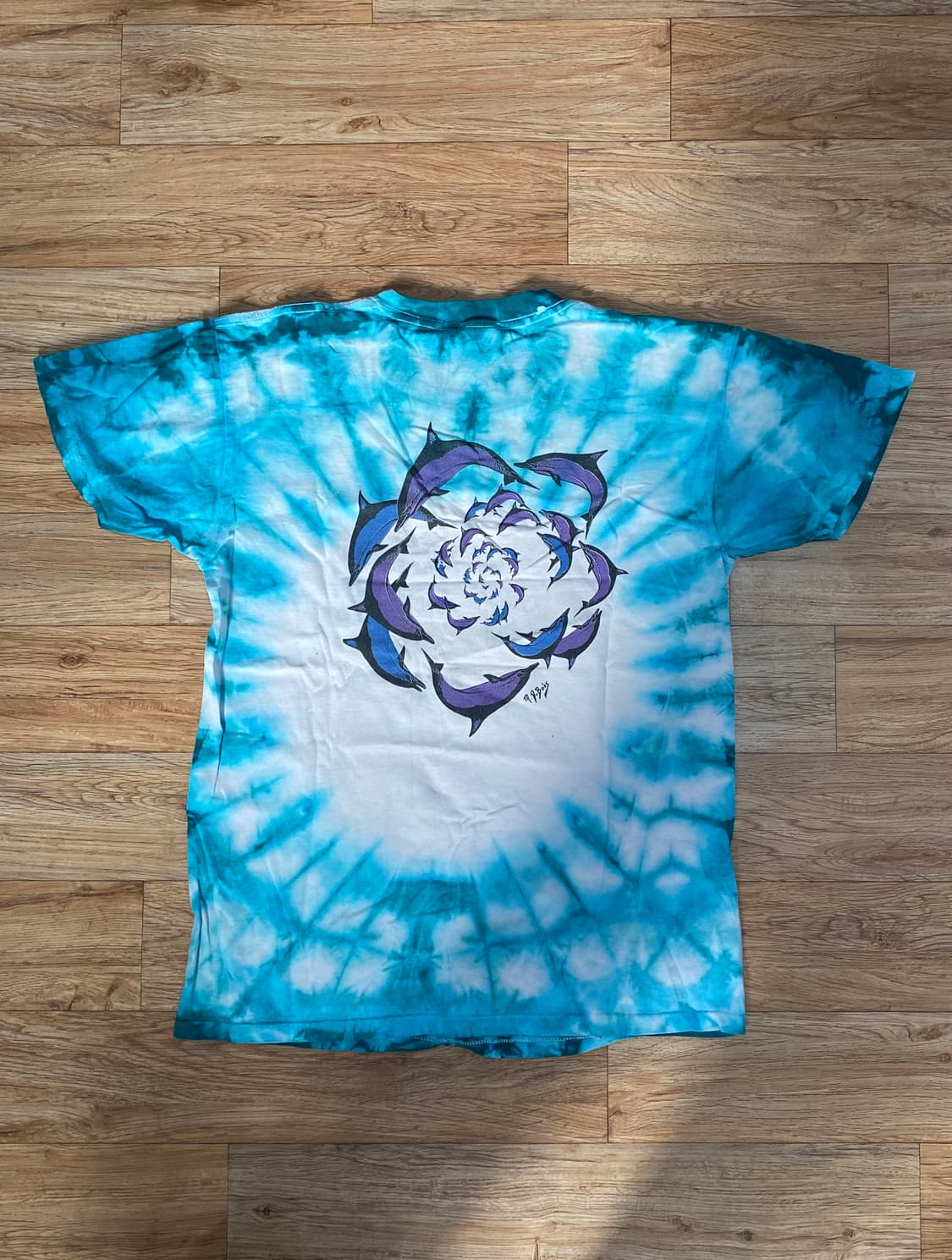 90's 타이다이 해양 프린팅 반팔 티셔츠 상품이미지4