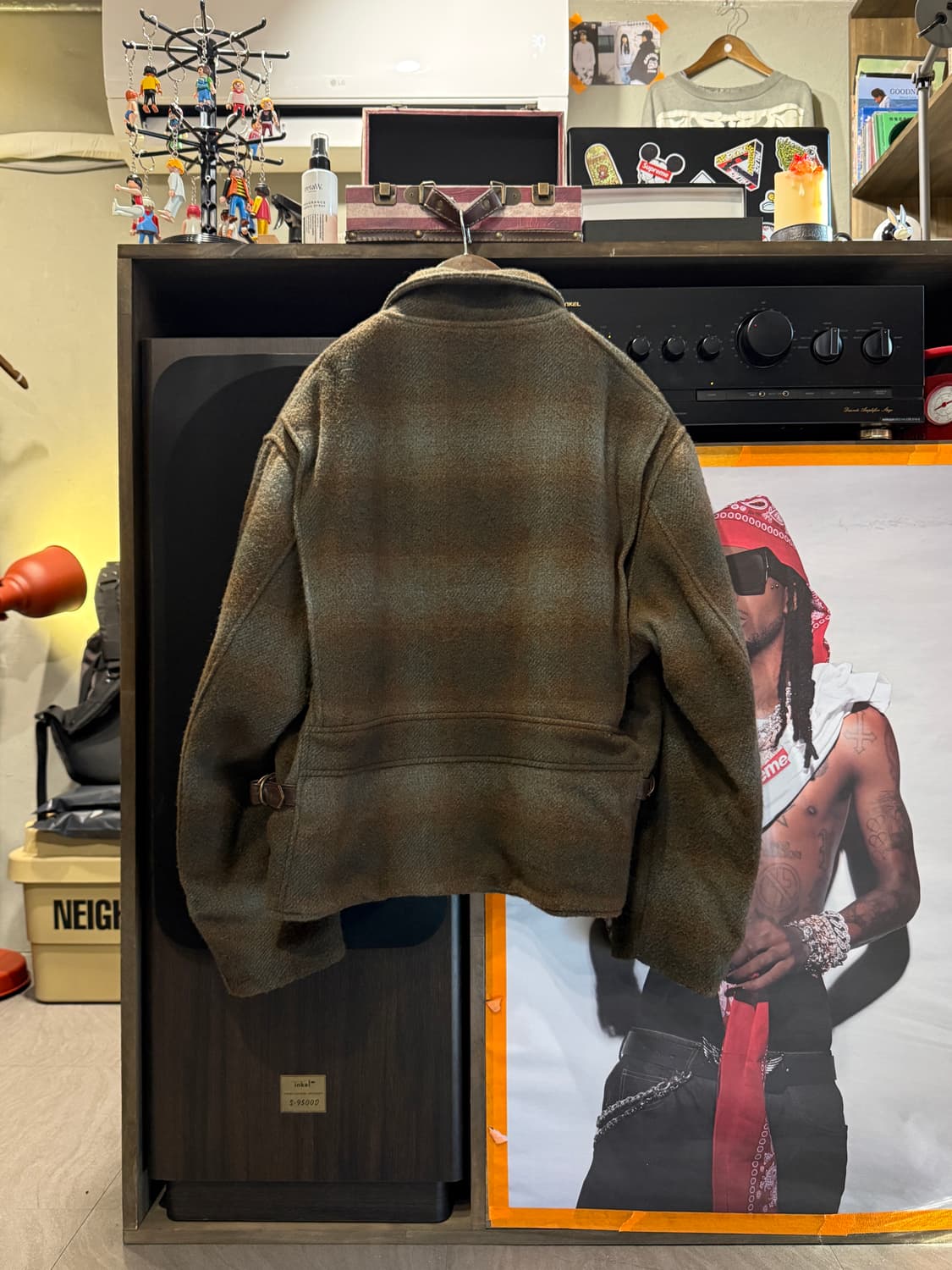 80s 골든베어 옴브레 체크 울 스포츠자켓 L(XL) 상품이미지2