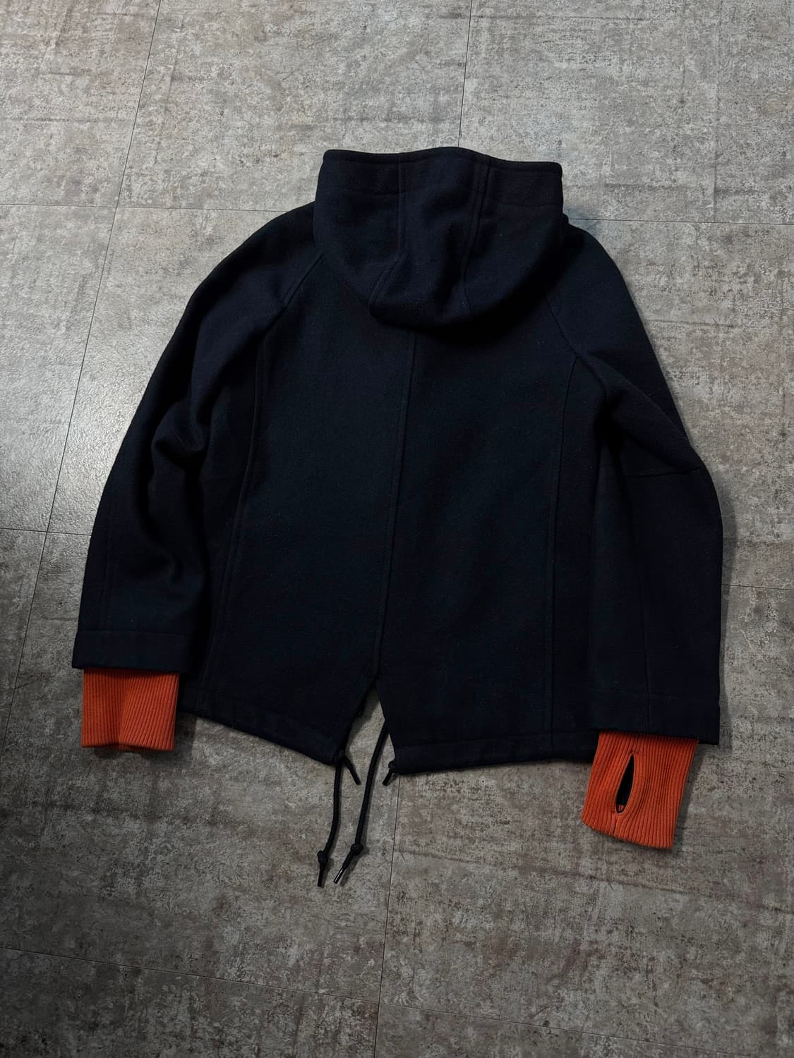 핸드 워머 슬리브 후디드 더플 울 코트 상품이미지9